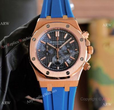 Japan Copy Audemars Piguet Royal Oak Quartz Watches in Rose Gold Blue